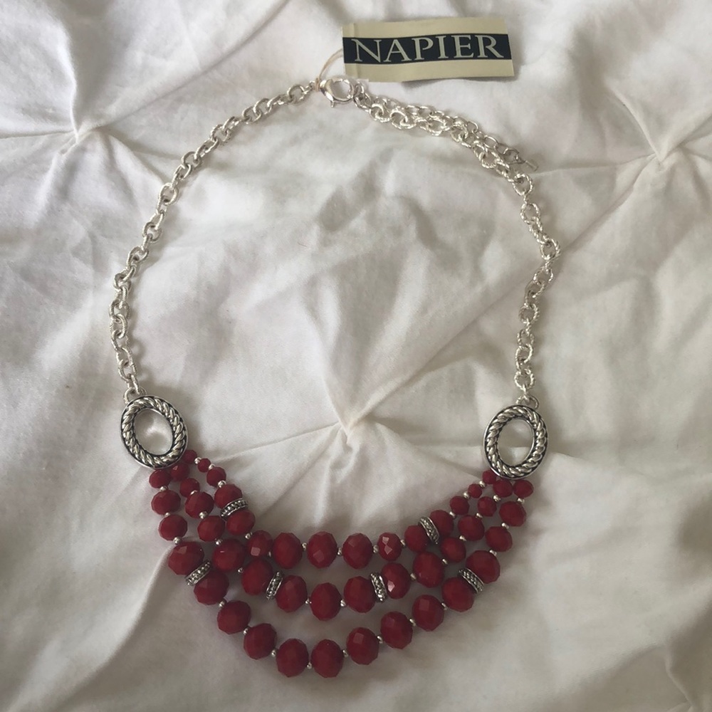 Napier red bead necklace